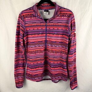 Nike Pro Dri-Fit Women's Half Zip Pullover Pink Purple‎ Colorful Print Large